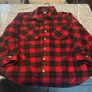 Terra & Sky Red and Black Checkered heavy button up coat. 2X (20W-22W)